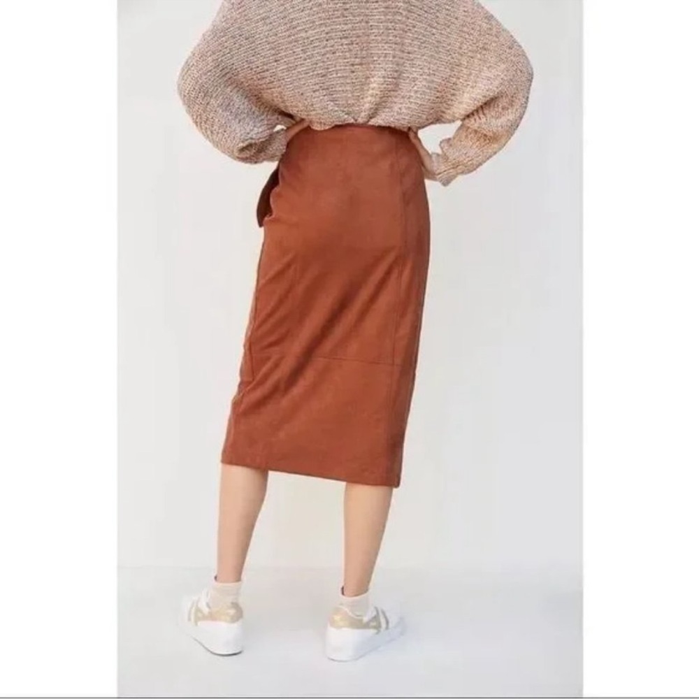 Anthropologie By Anthropologie Lauren Sueded Wrap Midi Skirt - Picture 5 of 13